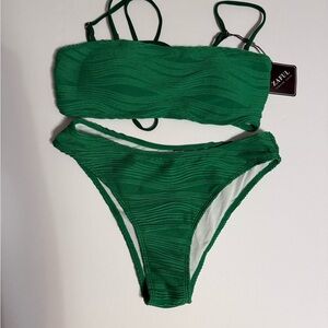 ZAFUL Green Textured Bikini Set